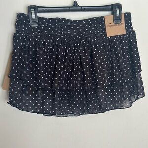 Polka Dot Mesh Mini Skirt Skort Sheer Black White Ruffle Whimsigoth Y2K Fairy L